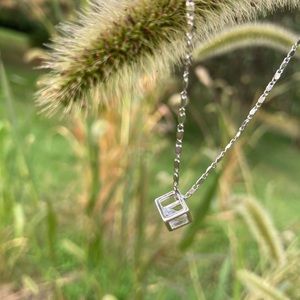 Silver square necklace